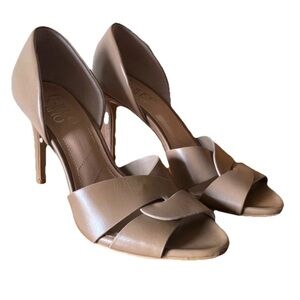 Franco Sarto Nude Brown Open-Toe Stiletto Heels